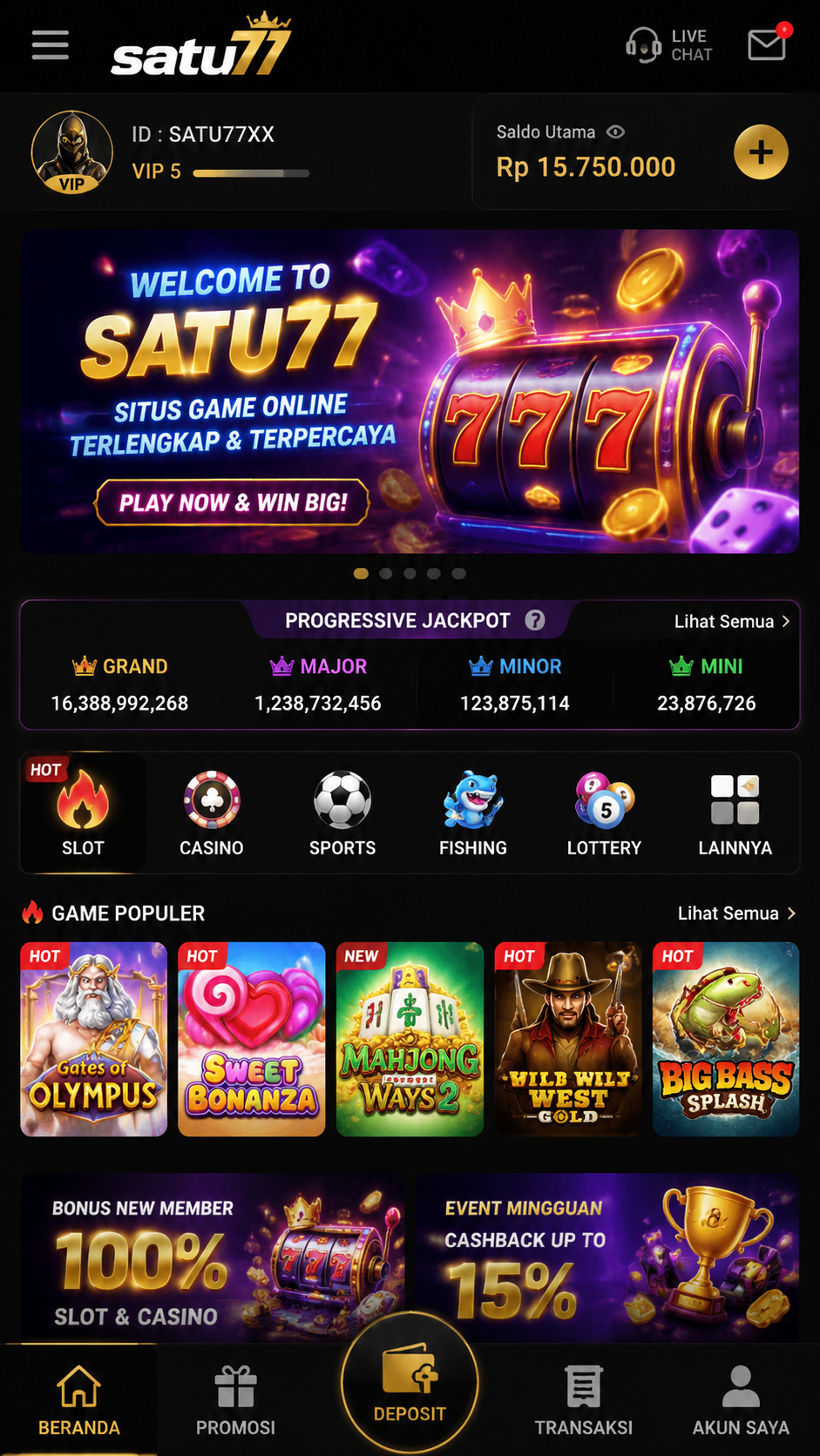 Screenshot 1 satu77