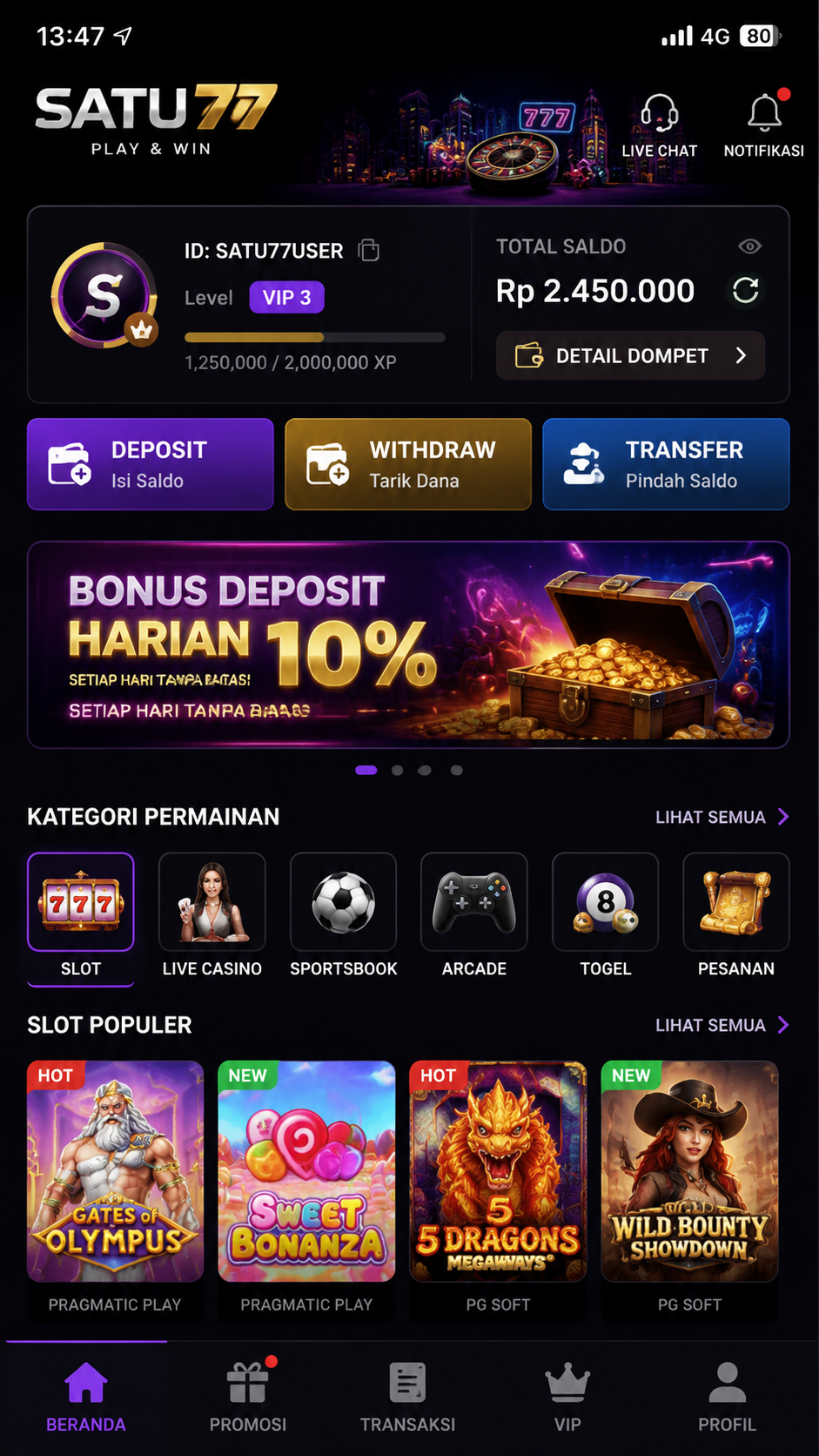 Screenshot 3 satu77